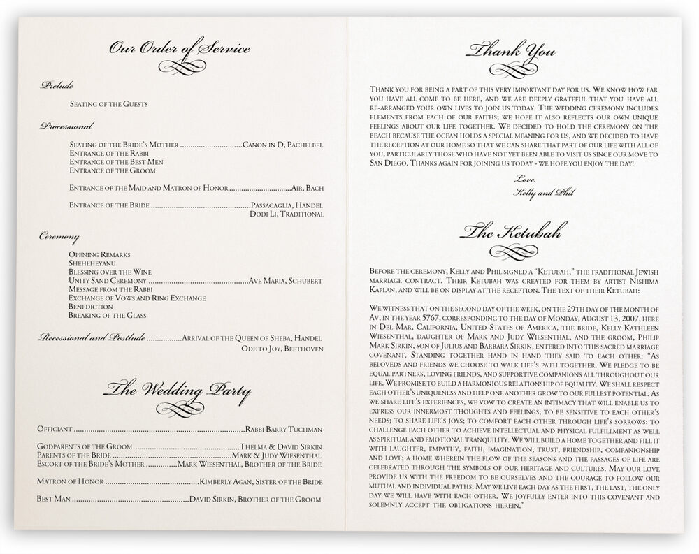 Colorful Shield of David Jewish Wedding Programs and Ceremony